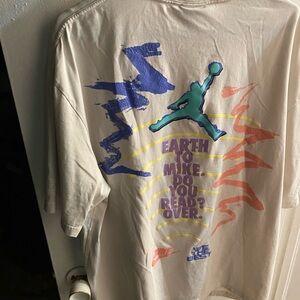 Jordan Cream Tee with Teal Jumpman & Multicolor Retro Graphics